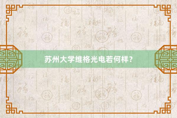 苏州大学维格光电若何样？